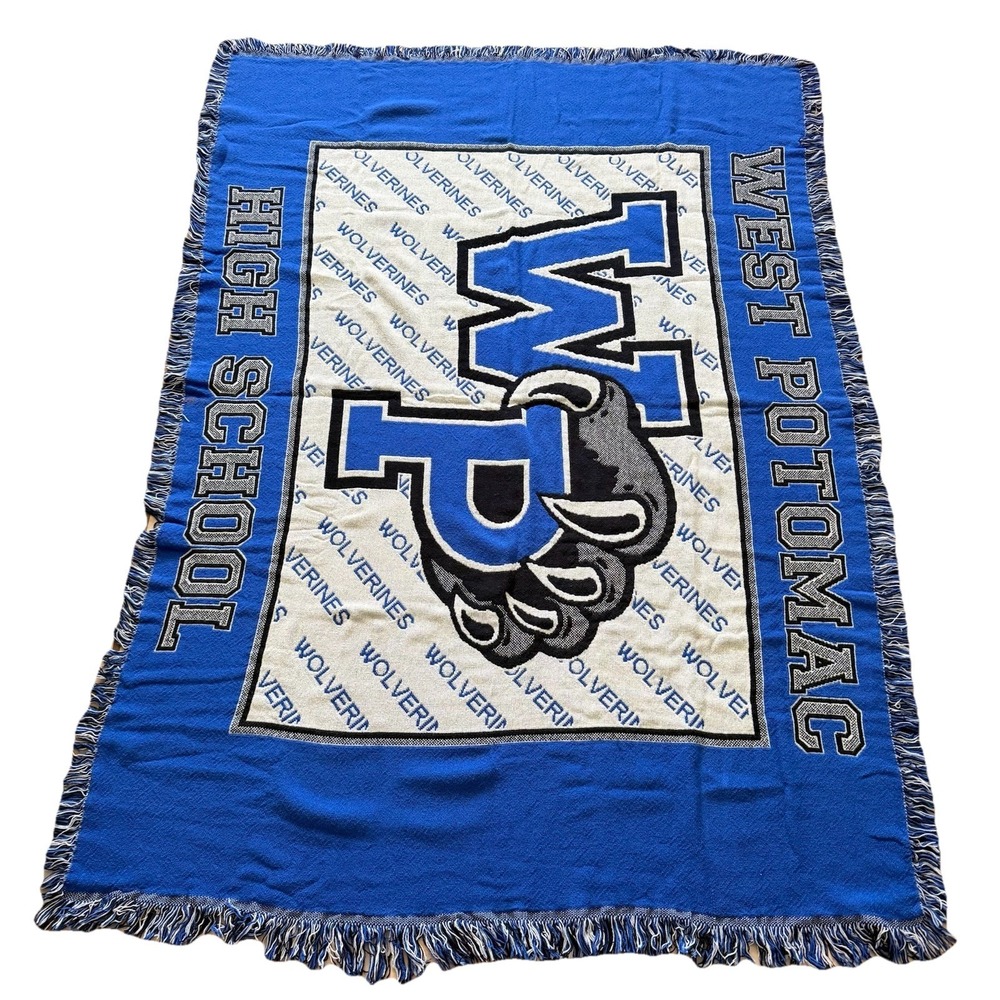 West Potomac High School Wolverines Fringed Tapestry Throw Blanket 46x63 - Picture 2 of 6